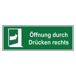 Rettungszeichen Öffnung durch Drücken rechts