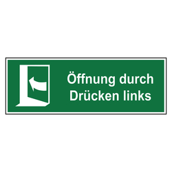 Rettungszeichen Öffnung durch Drücken links