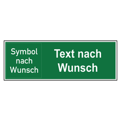 Rettungszeichen mit Text und Symbol nach Wunsch