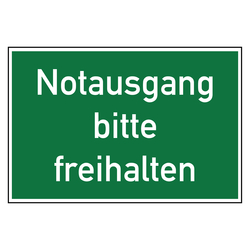 Rettungszeichen Notausgang bitte freihalten