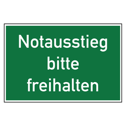 Rettungszeichen Notausstieg bitte freihalten