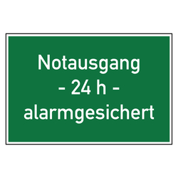 Rettungszeichen Notausgang 24 h alarmgesichert