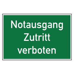 Rettungszeichen Notausgang Zutritt verboten