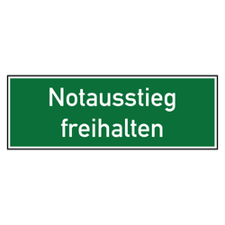 Rettungszeichen Notausstieg freihalten