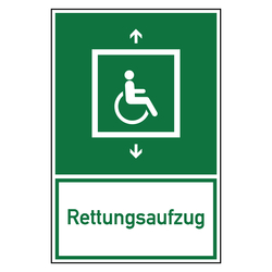 Rettungszeichen Rettungsaufzug Kombischild