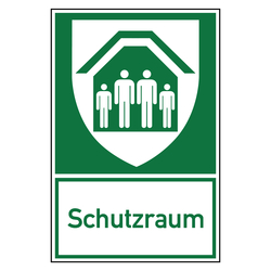 Rettungszeichen Schutzraum Kombischild