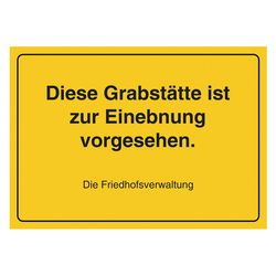 Grabstein Aufkleber "Grabstätte zur Einebnung vorgesehen" in verschiedenen Ausführungen