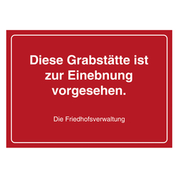 Grabstein Aufkleber "Grabstätte zur Einebnung vorgesehen" in verschiedenen Ausführungen