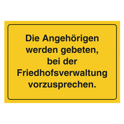 Grabstein Aufkleber "Vorsprache Friedhofsverwaltung" in verschiedenen Ausführungen