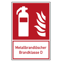 Brandschutzzeichen Feuerlöscher Metallbrandlöscher Brandklasse D Kombischild