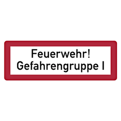 Feuerwehrzeichen Feuerwehr! Gefahrengruppe I DIN 4066