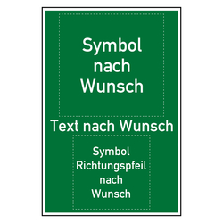 Bodenmarkierung Rettungszeichen mit Wunschtext, Pfeil und Wunschsymbol