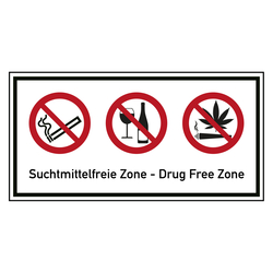 Verbotszeichen Suchtmittelfreie Zone Drug Free Zone Kombischild