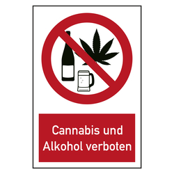 Verbotszeichen Cannabis und Alkohol verboten Kombischild