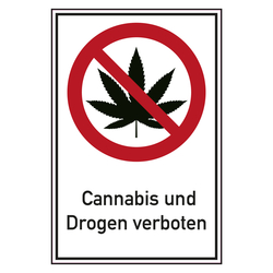 Verbotsschild Cannabis und Drogen verboten Kombischild