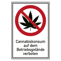 Verbotsschild Cannabiskonsum auf dem Betriebsgelände verboten Kombischild