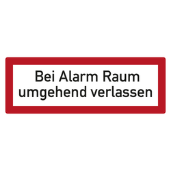 Feuerwehrzeichen Bei Alarm Raum umgehend verlassen DIN 4066