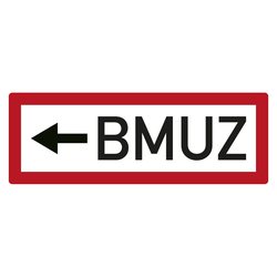 Feuerwehrzeichen BMUZ mit Pfeil links DIN 4066