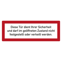 Feuerwehrzeichen Diese Tür dient Ihrer Sicherheit DIN 4066