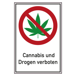 Verbot Zeichen Cannabis und Drogen verboten Kombischild