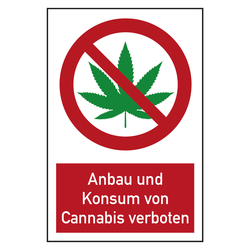 Verbotsschilder Anbau und Konsum von Cannabis verboten Kombischild