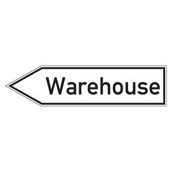 Wegweiser englisch "Warehouse" in verschiedenen Ausführungen