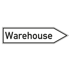 Wegweiser englisch "Warehouse" in verschiedenen Ausführungen