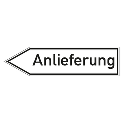 Wegweiser "Anlieferung" in verschiedenen Ausführungen