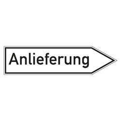 Wegweiser "Anlieferung" in verschiedenen Ausführungen