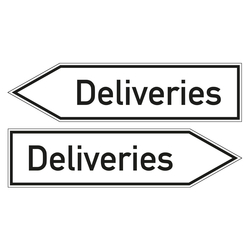 Wegweiser englisch "Deliveries" in verschiedenen Ausführungen