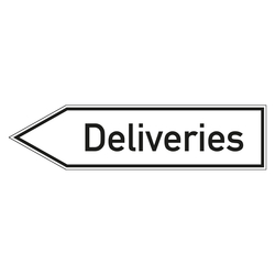 Wegweiser englisch "Deliveries" in verschiedenen Ausführungen