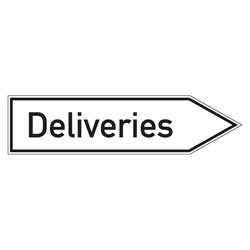 Wegweiser englisch "Deliveries" in verschiedenen Ausführungen