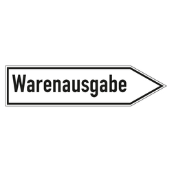 Wegweiser "Warenausgabe" in verschiedenen Ausführungen