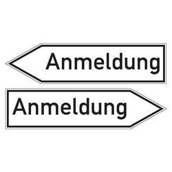 Wegweiser "Anmeldung" in verschiedenen Ausführungen