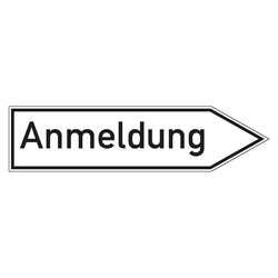 Wegweiser "Anmeldung" in verschiedenen Ausführungen