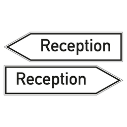 Wegweiser englisch "Reception" in verschiedenen Ausführungen