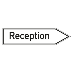 Wegweiser englisch "Reception" in verschiedenen Ausführungen