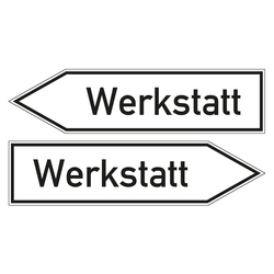 Wegweiser "Werkstatt" in verschiedenen Ausführungen