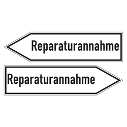 Wegweiser "Reparaturannahme" in verschiedenen Ausführungen