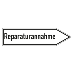 Wegweiser "Reparaturannahme" in verschiedenen Ausführungen