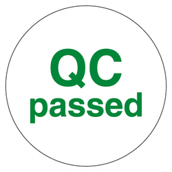 Qualitätskennzeichen QC passed Weiß Rund