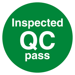 Qualitätskennzeichen Inspected QC pass Grün Rund