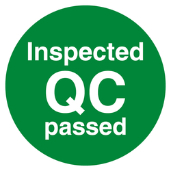 Qualitätskennzeichen Inspected QC passed Grün Rund