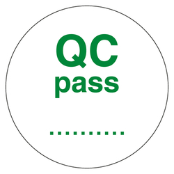 Qualitätskennzeichen QC pass zum Selbstbeschriften Weiß Rund