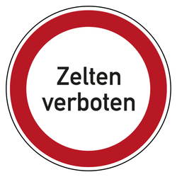 Verbotszeichen Zelten verboten