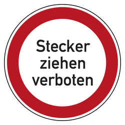 Verbotszeichen Stecker ziehen verboten