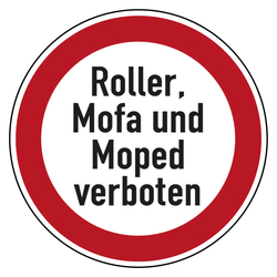 Verbotszeichen Roller, Mofa und Moped verboten