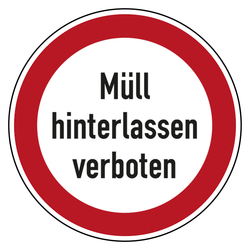 Verbotszeichen Müll hinterlassen verboten