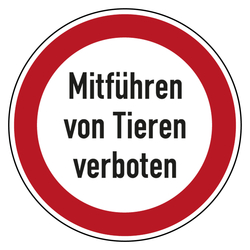 Verbotszeichen Mitführen von Tieren verboten