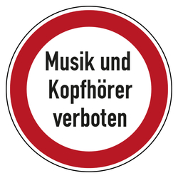 Verbotszeichen Musik und Kopfhörer verboten